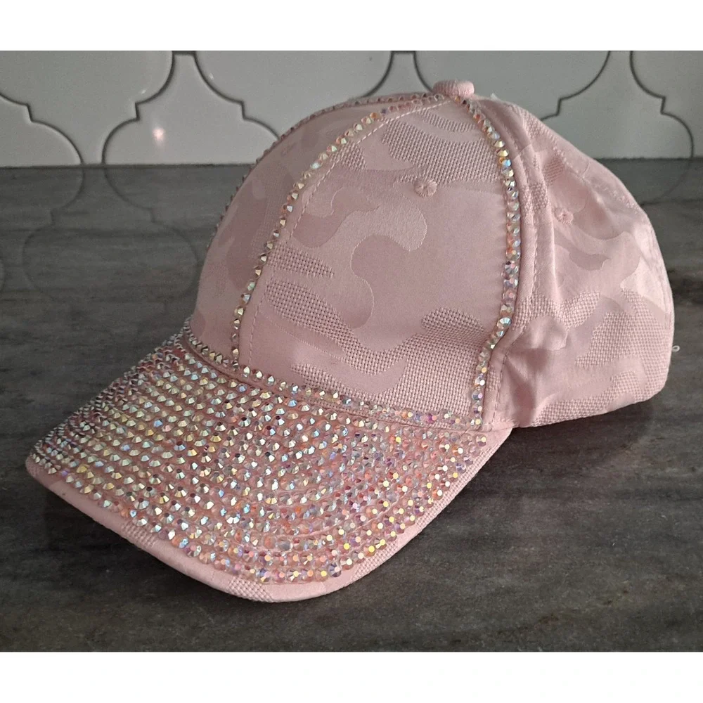 New With Tags Sophia Pink Camo Slide Back Rhinestone Baseball Hat